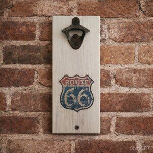 Magnetic Beer Bottle Opener RTE 66 wi. Mounting Hardware